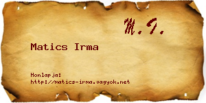 Matics Irma névjegykártya
