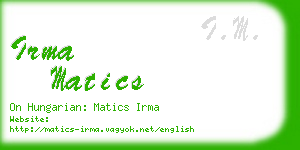 irma matics business card